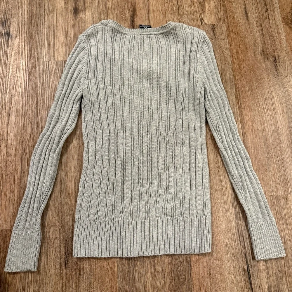 Vintage Faded Glory Cable Knit Sweater Women’s M Grey Y2K Preppy Organic Cotton